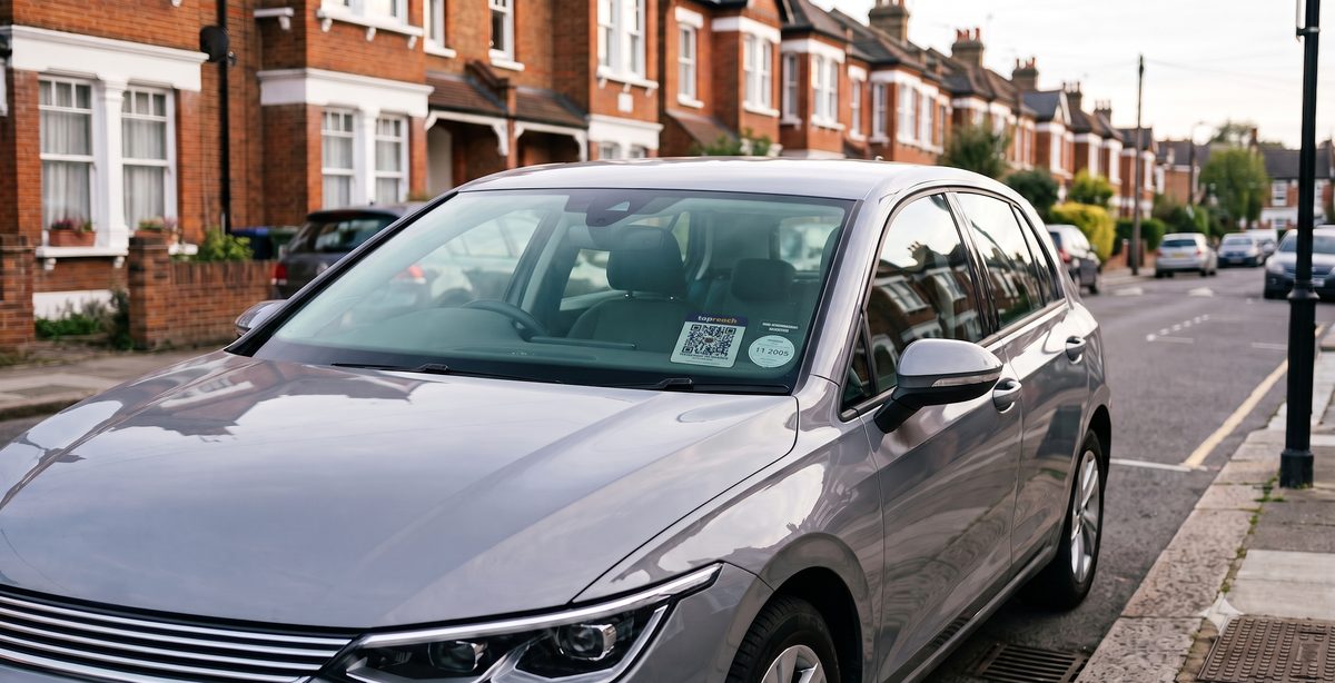 Car with TapReach sticker avoiding parking fine