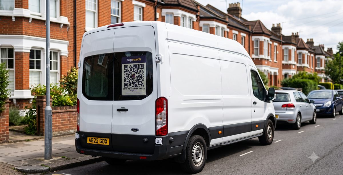 Van with TapReach sticker keeping number private